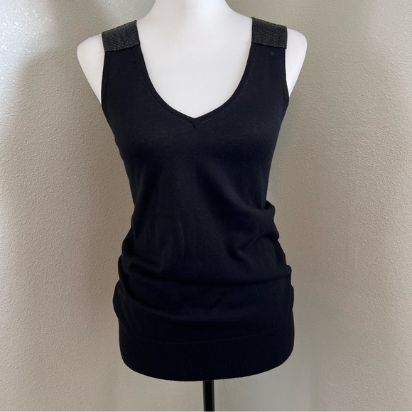 BCBGMaxAzria Silk/Cashmere Black Sequin Tank Top Size XS - Picture 1 of 5